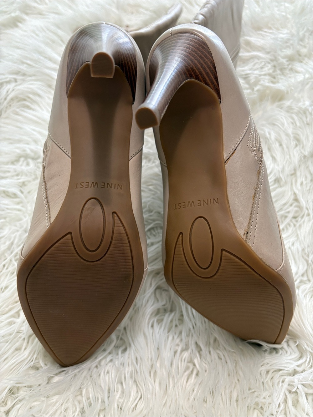 Nine West Generosao Pointed-Toe Knee-High Leather Boots in Taupe - Picture 3 of 4